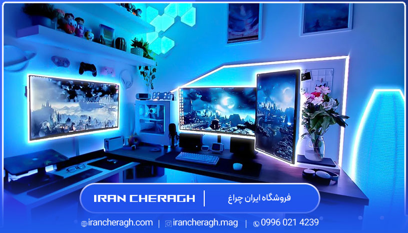 نور آبی و تمرکز در اتاق گیمینگ